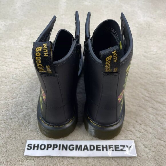 [US 5] DR DOC MARTENS 1460Y Floral Flowers Coated Leather Zip-Up Combat Boots - Picture 4 of 10